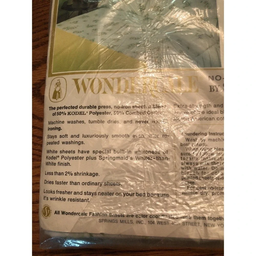 Springmaid Flat Sheet Twin White Blue NIB VTG Wondercale Daisy Floral Percale